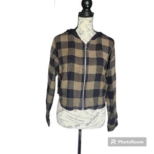 Flanel zip up hoodie